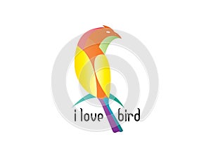 Abstract And Unique Lovebird vector design template. An exotic bird on white backgroundÂ 